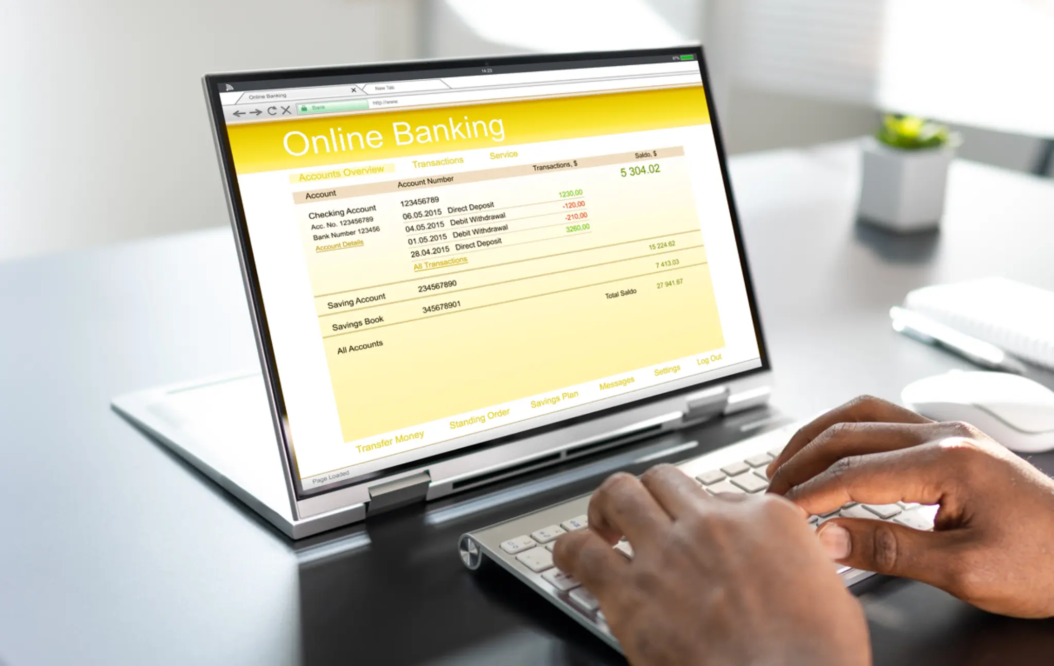 Einblick in Online-Banking auf Laptop